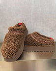 Chestnut Embroidered Sherpa Plush Thick Sole Snow Boots - Little Miss Vanilla