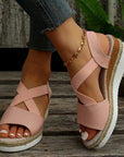 Wedge Sandals For Women Cross-strap Platform Gladiator Hemp Heel Shoes Summer