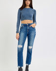 RISEN Full Size High Rise Distressed Crop Straight Jeans - Little Miss Vanilla