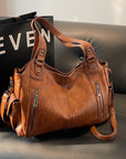 Handbag European And American Retro Solid Color Simple Texture