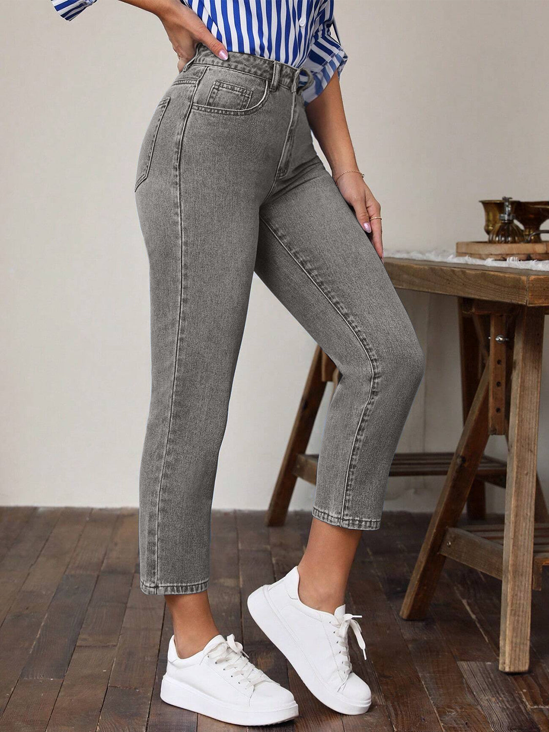 High Waist Jeans with Pockets - Little Miss Vanilla