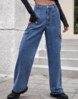 High Rise Straight Jeans with Cargo Pockets - Little Miss Vanilla