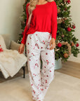 Red Solid Top and Christmas Pants Two Piece Lounge Set - Little Miss Vanilla