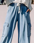 Drawstring Cargo Pocket Wide Leg Jeans - Little Miss Vanilla