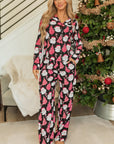 Black Christmas Santa Printed Two Piece Pajamas Set - Little Miss Vanilla