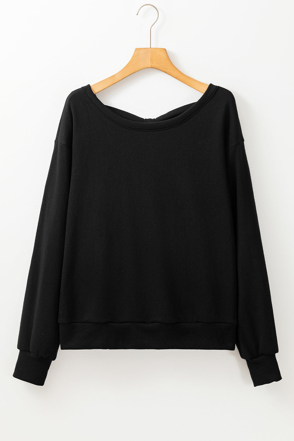 Bow Cutout Round Neck Long Sleeve Sweatshirt - Little Miss Vanilla