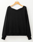 Bow Cutout Round Neck Long Sleeve Sweatshirt - Little Miss Vanilla