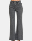 Zenana Acid Washed Frayed Hem Bootcut Jeans - Little Miss Vanilla