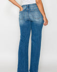 bytos Full Size Raw Hem Distressed Mid Rise Straight Jeans - Little Miss Vanilla