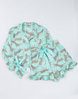 Green Leopard Satin Ruffle Pajama Short Set - Little Miss Vanilla