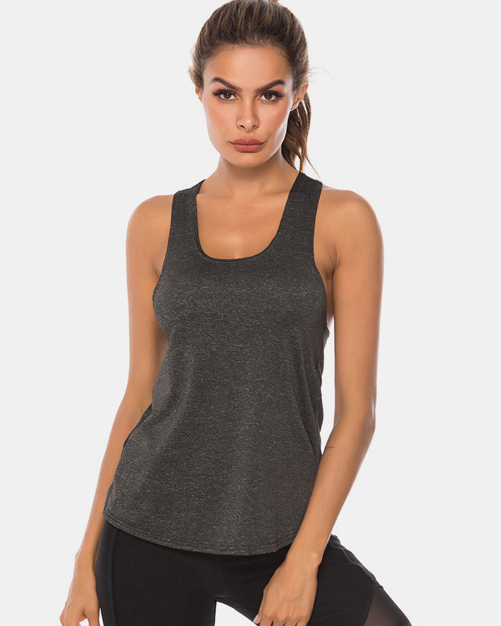 Full Size Scoop Neck Wide Strap Active Tank - Little Miss Vanilla