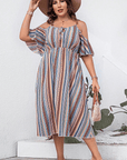 Plus Size Striped Cold-Shoulder Dress - Little Miss Vanilla