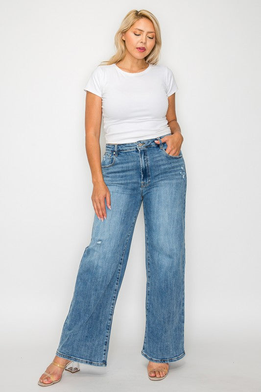 bytos Full Size High Rise Wide Leg Jeans with Pockets - Little Miss Vanilla