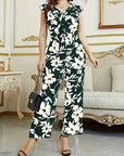 Fashion Floral Women's Printed Wear Sleeveless V-neck Pocket Jumpsuit - Little Miss Vanilla