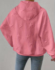 Plus Size Star Texture Long Sleeve Drawstring Hoodie - Little Miss Vanilla