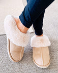 Khaki Cut and Sew Faux Suede Plush Lined Slippers - Little Miss Vanilla