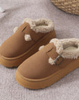 Fashion Thick-soled Plush Buckle Cotton Slippers Winter Indoor And Outdoor Casual Warm Shoes Women Garden Slipper