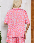 Pink Flower Print Short Sleeve Shirt Pajamas Set - Little Miss Vanilla