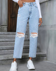 Distressed High Rise Jeans with Pockets - Little Miss Vanilla