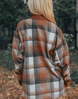 Cinnamon Plaid Corduroy Patchwork Chest Pocket Shacket