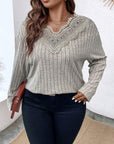 Plus Size Lace Detail Long Sleeve T-Shirt - Little Miss Vanilla