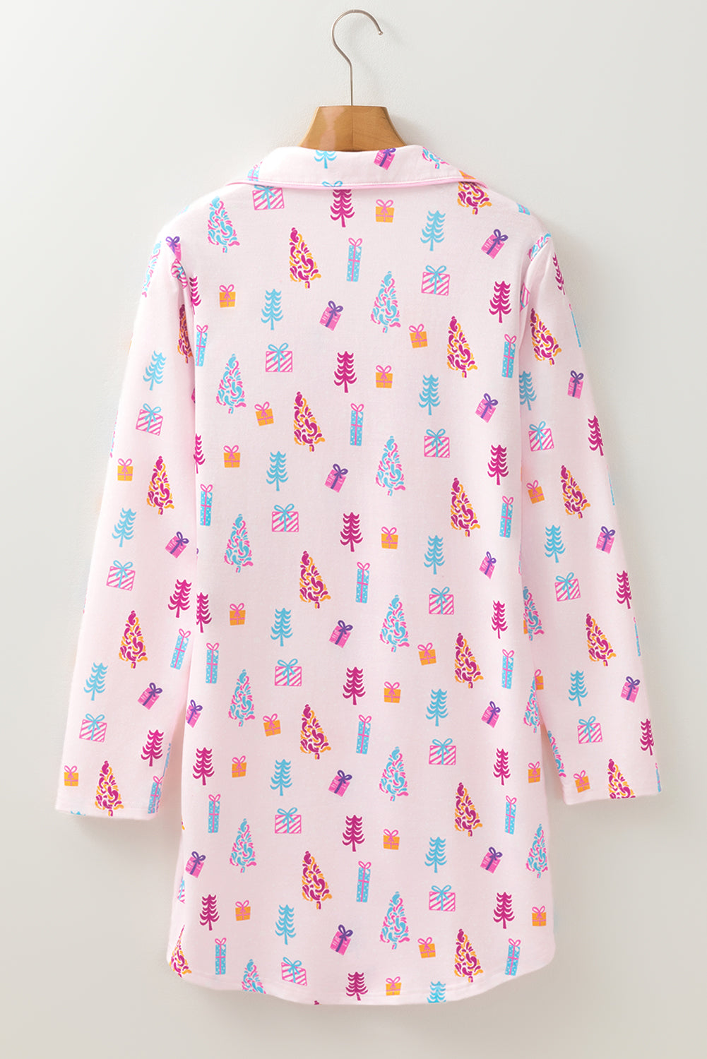 Pink Christmas Twinkle Tree Print Shirt Sleep Dress - Little Miss Vanilla