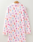 Pink Christmas Twinkle Tree Print Shirt Sleep Dress - Little Miss Vanilla