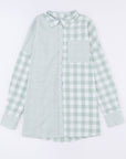 Pocketed Plaid Collared Neck Long Sleeve Shirt - Little Miss Vanilla