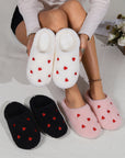 Pink Heart Shape Embroidered Slip On Plush Slippers - Little Miss Vanilla