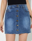 Pocketed Button Up Denim Skirt - Little Miss Vanilla