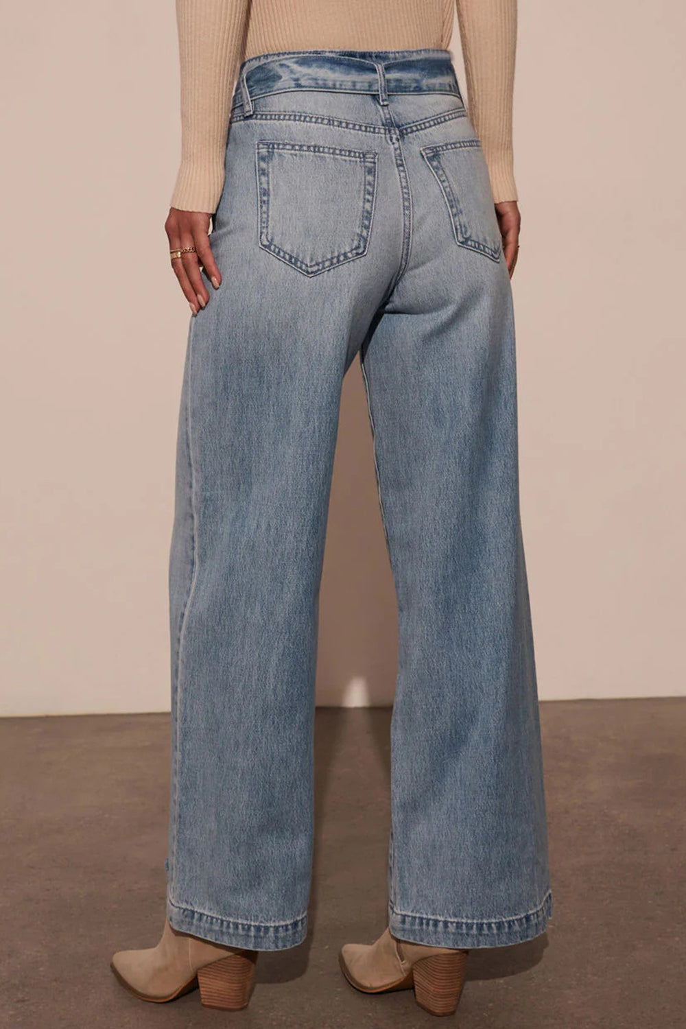 Tied Wide Leg Jeans with Pockets - Little Miss Vanilla