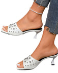 Slippers Plus Size Rivet Open Toe Stilettos