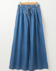 Dusk Blue Mineral Wash Button Fly Waist Wide Leg Jeans