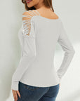 Rhinestone Cutout Long Sleeve T-Shirt - Little Miss Vanilla