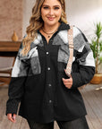 Plus Size Plaid Snap Down Jacket with Pockets - Little Miss Vanilla