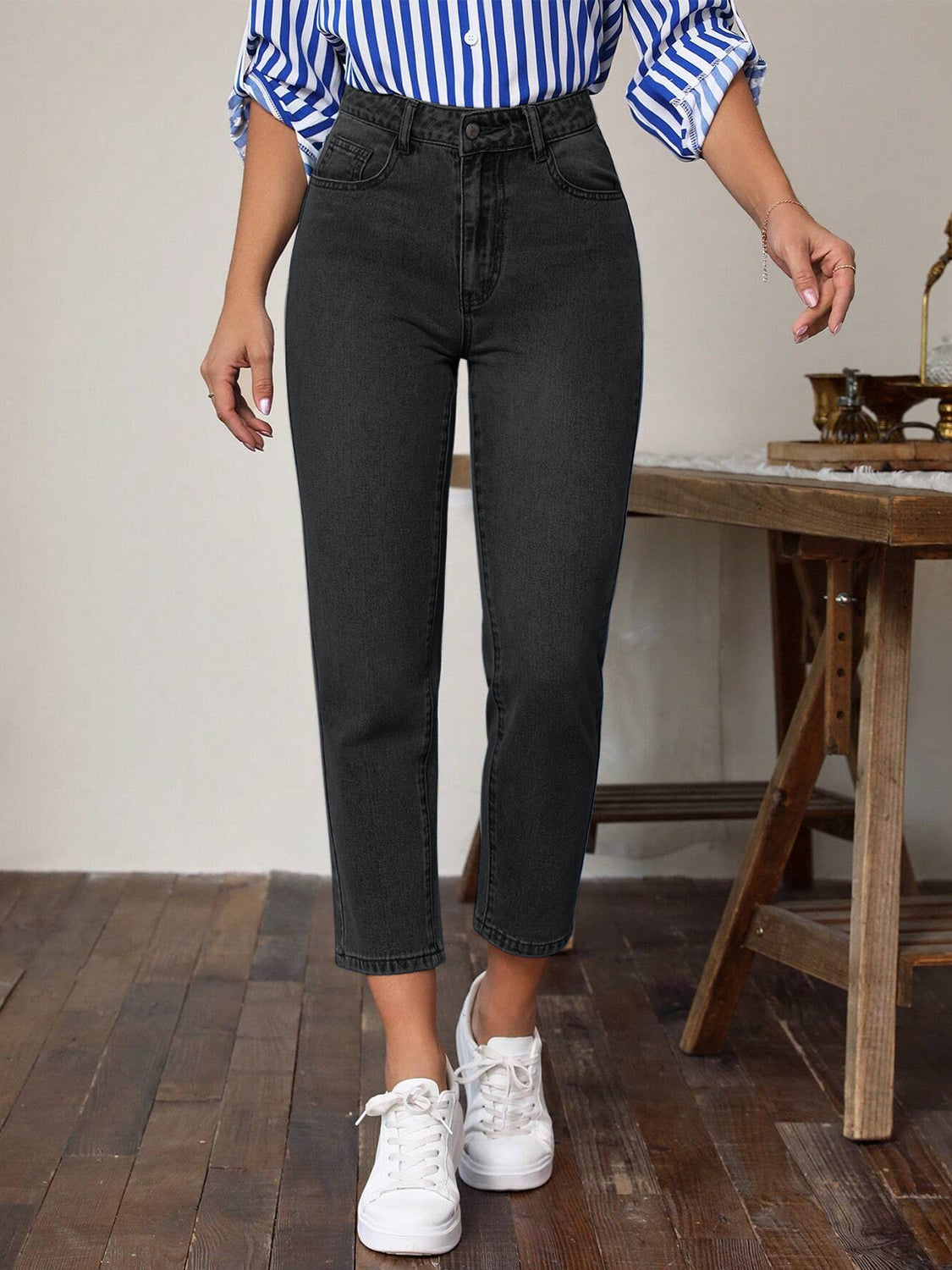 High Waist Jeans with Pockets - Little Miss Vanilla