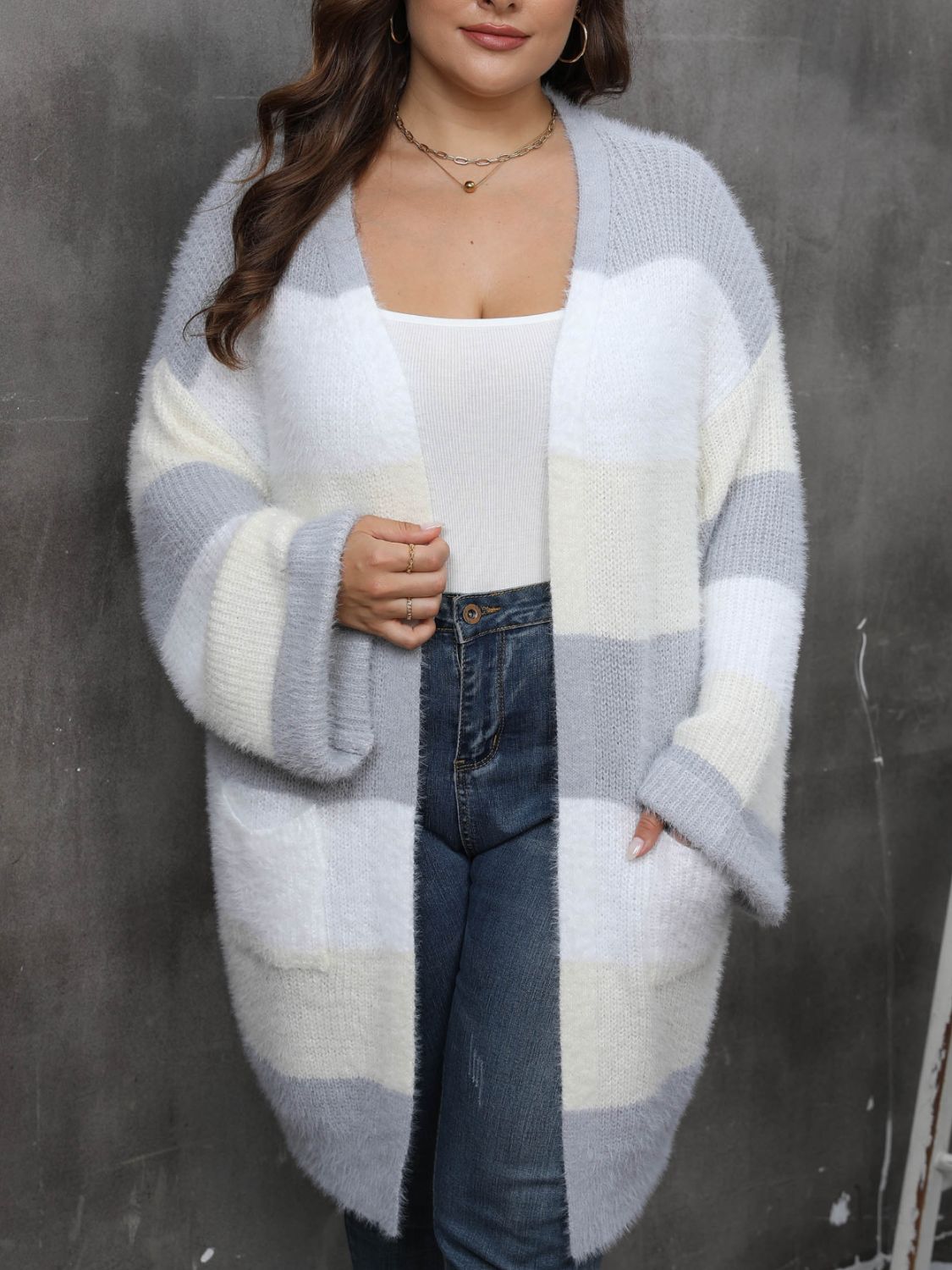 Plus Size Open Front Long Sleeve Cardigan - Little Miss Vanilla