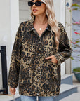 Leopard Button Up Drop Shoulder Denim Jacket - Little Miss Vanilla