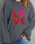 Valentine’s Day LOVE Round Neck Long Sleeve Sweatshirt - Little Miss Vanilla