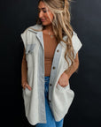 Light Grey Flap Pockets Contrast Buttons Front Jacket Vest - Little Miss Vanilla