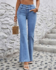 High Waist Flare Jeans with Pockets - Little Miss Vanilla