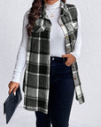 Honey Plus Size Pocketed Plaid Button Up Vest Coat - Little Miss Vanilla