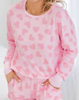 Pink Valentine Heart Shape Print Long Sleeve Top Shorts Lounge Set - Little Miss Vanilla