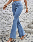 High Waist Flare Jeans with Pockets - Little Miss Vanilla