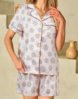 Beige Floret Printed Pajama Shorts Set - Little Miss Vanilla