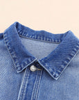 Blue Chest Pockets Drop Shoulder Loose Denim Jacket - Little Miss Vanilla