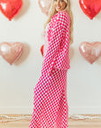 Pink Checkered Buttoned Shirt and High Waist Pants Pajama Set - Little Miss Vanilla