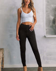 Black Solid Color High Waist Stretchy Slim Fit Jeggings