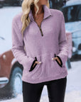 Half Zip Long Sleeve Furry Sweatshirt - Little Miss Vanilla