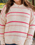 Plus Size Confetti Striped Round Neck Sweater - Little Miss Vanilla